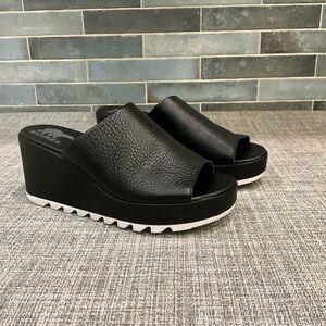 Sorel Black Wedge Mules